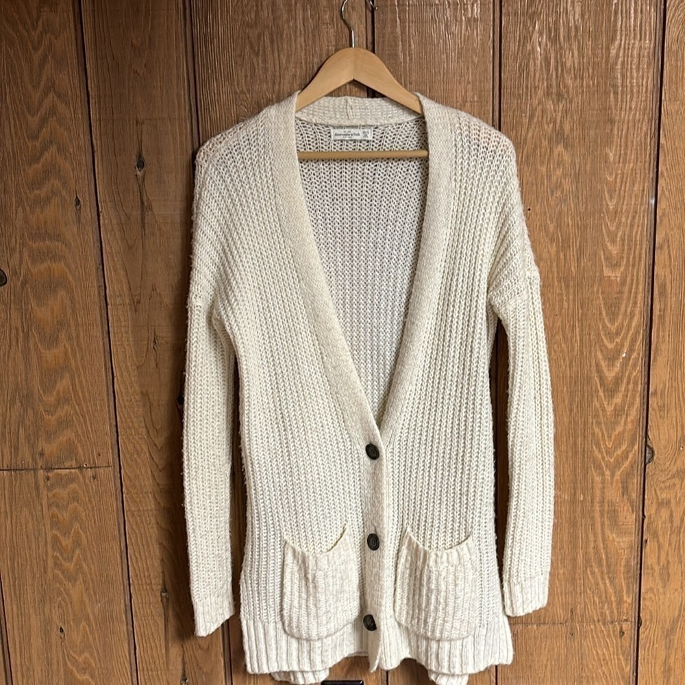 Abercrombie & Fitch‎ long line 3 button 2 pocket cardigan sweater Size XS/S